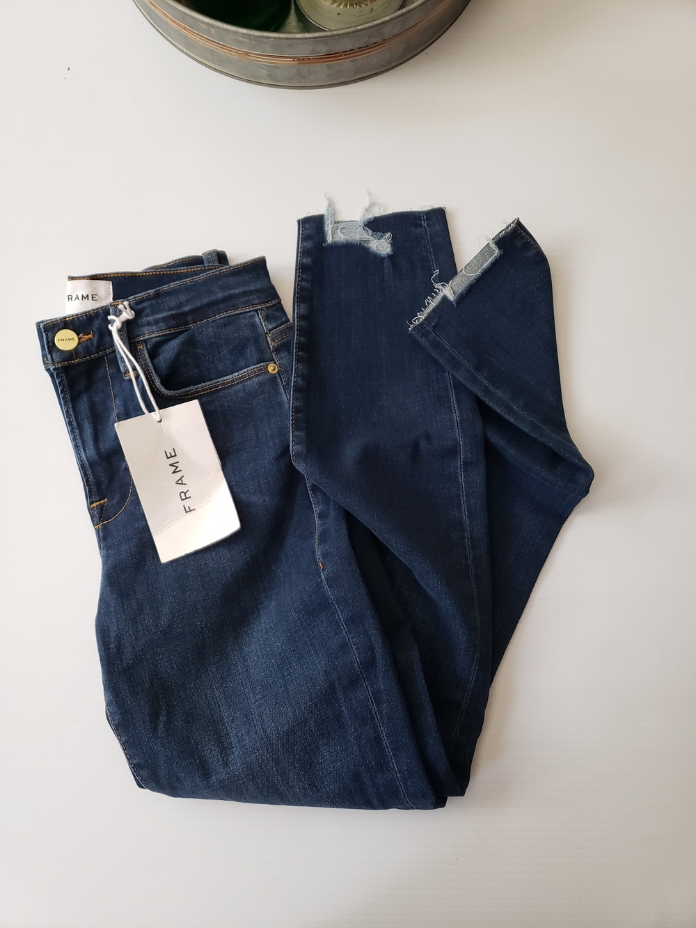0601 Frame Denim Le High Skinny Jeans - Dark Blue